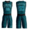 Custom Teal Black-White Triangle Shapes Round Neck Sublimation Basketball Suit Jersey