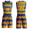 Custom Royal Gold-White Round Neck Sublimation Basketball Suit Jersey