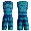 Custom Royal Aqua-White Round Neck Sublimation Basketball Suit Jersey