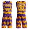 Custom Purple Gold-White Round Neck Sublimation Basketball Suit Jersey