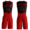 Custom Black Red Color Splash Round Neck Sublimation Basketball Suit Jersey