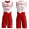 Custom White Red Color Splash Round Neck Sublimation Basketball Suit Jersey