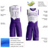Custom White Purple Color Splash Round Neck Sublimation Basketball Suit Jersey