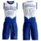 Custom White Royal Color Splash Round Neck Sublimation Basketball Suit Jersey