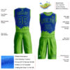 Custom Royal Neon Green Color Splash Round Neck Sublimation Basketball Suit Jersey