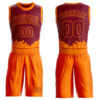 Custom Maroon Bay Orange Color Splash Round Neck Sublimation Basketball Suit Jersey