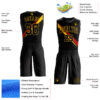 Custom Black Yellow-Red Diagonal Lines Round Neck Sublimation Basketball Suit Jersey
