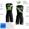 Custom Black Neon Green-White Diagonal Lines Round Neck Sublimation Basketball Suit Jersey
