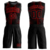 Custom Black Red Tracks Round Neck Sublimation Basketball Suit Jersey