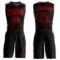 Custom Black Red Tracks Round Neck Sublimation Basketball Suit Jersey