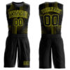 Custom Black Neon Yellow Tracks Round Neck Sublimation Basketball Suit Jersey