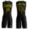 Custom Black Neon Yellow Tracks Round Neck Sublimation Basketball Suit Jersey