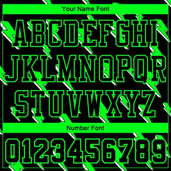 Custom Black Neon Green Lightning Shapes Round Neck Sublimation Basketball Suit Jersey