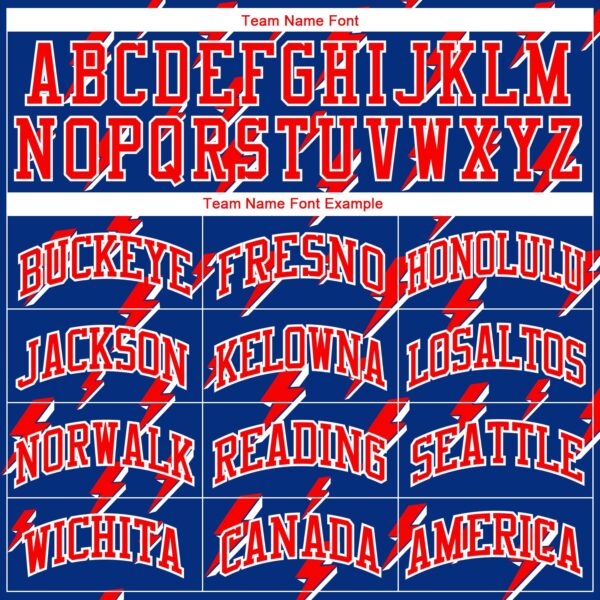 Custom Royal Red-White Lightning Shapes Round Neck Sublimation Basketball Suit Jersey