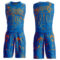 Custom Blue Bay Orange Abstract Grunge Art Round Neck Sublimation Basketball Suit Jersey