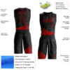 Custom Black Red Wind Shapes Round Neck Sublimation Basketball Suit Jersey