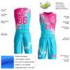 Custom Sky Blue Pink-White Gradient Two Tone Diamond Shape Round Neck Sublimation Basketball Suit Jersey