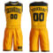 Custom Gold Black Color Block Round Neck Sublimation Basketball Suit Jersey