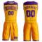 Custom Gold Purple Color Block Round Neck Sublimation Basketball Suit Jersey