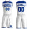 Custom White Royal Color Block Round Neck Sublimation Basketball Suit Jersey