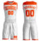 Custom White Orange Color Block Round Neck Sublimation Basketball Suit Jersey