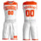 Custom White Orange Color Block Round Neck Sublimation Basketball Suit Jersey