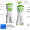 Custom White Neon Green Color Block Round Neck Sublimation Basketball Suit Jersey