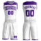 Custom White Purple Color Block Round Neck Sublimation Basketball Suit Jersey