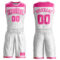 Custom White Pink Color Block Round Neck Sublimation Basketball Suit Jersey