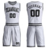 Custom White Black-Gray Round Neck Suit Basketball Jersey