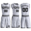 Custom White Black-Gray Round Neck Suit Basketball Jersey