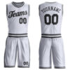 Custom White Black-Gray Round Neck Suit Basketball Jersey