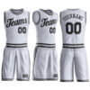Custom White Black-Gray Round Neck Suit Basketball Jersey