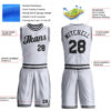 Custom White Black-Gray Round Neck Suit Basketball Jersey
