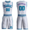 Custom White Teal-Purple Round Neck Suit Basketball Jersey