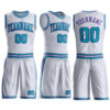 Custom White Teal-Purple Round Neck Suit Basketball Jersey