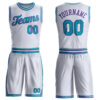 Custom White Teal-Purple Round Neck Suit Basketball Jersey