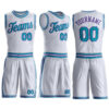 Custom White Teal-Purple Round Neck Suit Basketball Jersey
