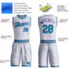Custom White Teal-Purple Round Neck Suit Basketball Jersey