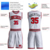 Custom White Red-Black Round Neck Suit Basketball Jersey