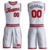 Custom White Red-Black Round Neck Suit Basketball Jersey