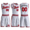 Custom White Red-Black Round Neck Suit Basketball Jersey