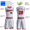 Custom White Red-Black Round Neck Suit Basketball Jersey