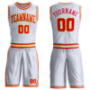 Custom White Red-Gold Round Neck Suit Basketball Jersey