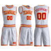 Custom White Red-Gold Round Neck Suit Basketball Jersey