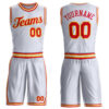 Custom White Red-Gold Round Neck Suit Basketball Jersey