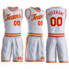 Custom White Red-Gold Round Neck Suit Basketball Jersey
