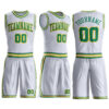 Custom White Kelly Green-Gold Round Neck Suit Basketball Jersey