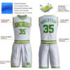 Custom White Kelly Green-Gold Round Neck Suit Basketball Jersey