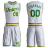 Custom White Kelly Green-Gold Round Neck Suit Basketball Jersey